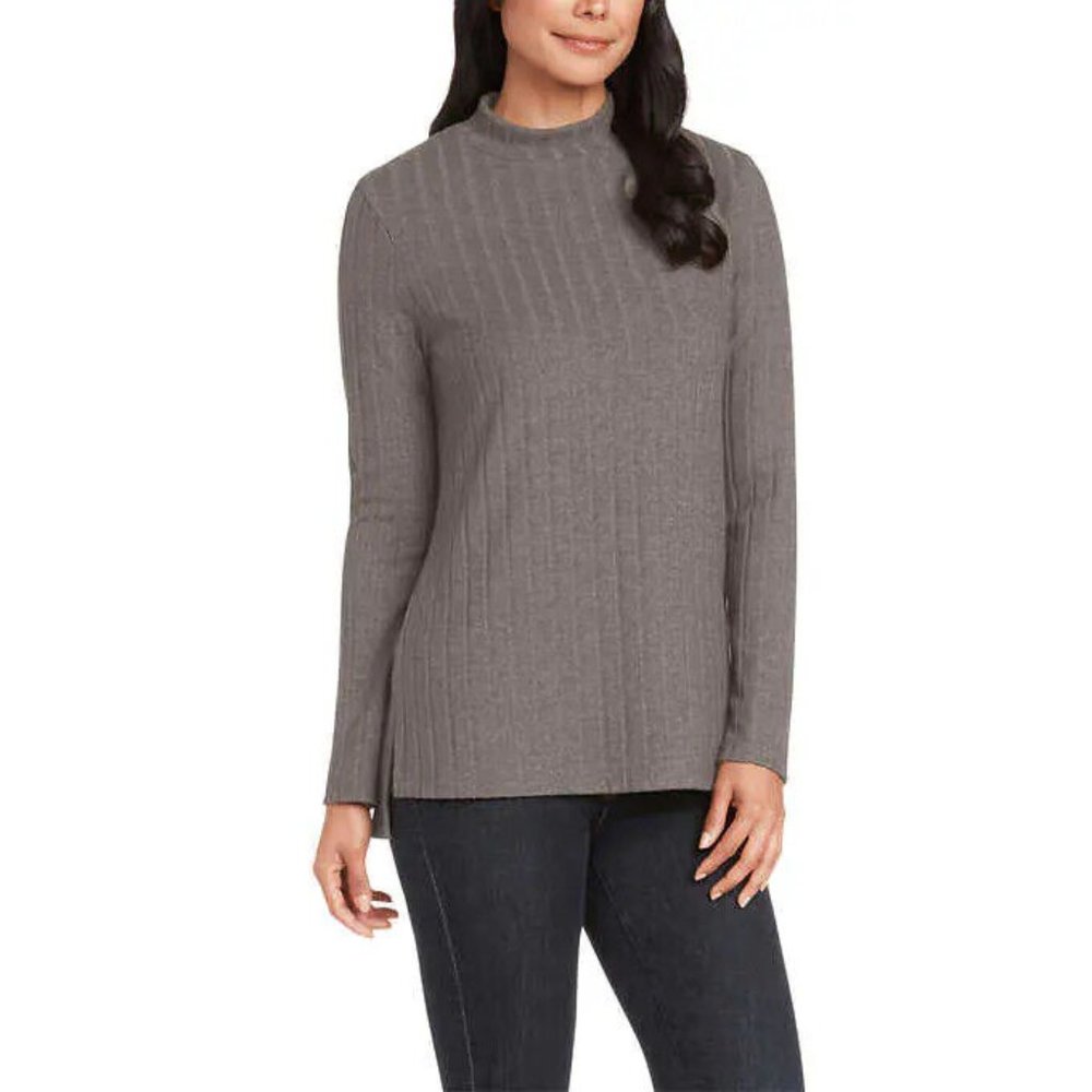 NWT Matty M Women's Long Sleeve Mock Neck Tunic Top Gray Size M $60 AA130